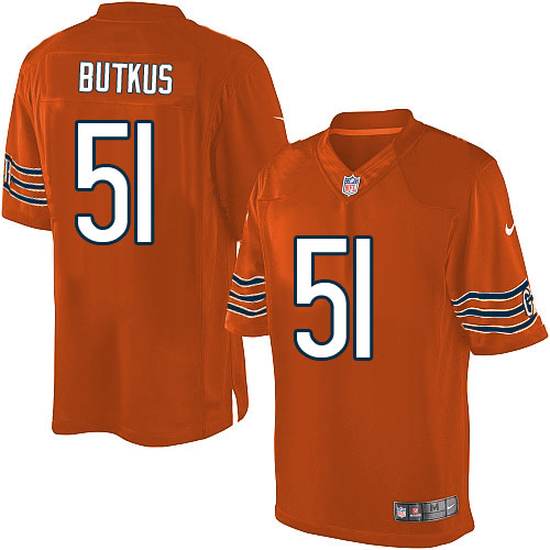 Men's Limited Dick Butkus Nike Jersey Orange Alternate - #51 NFL Chicago Bears